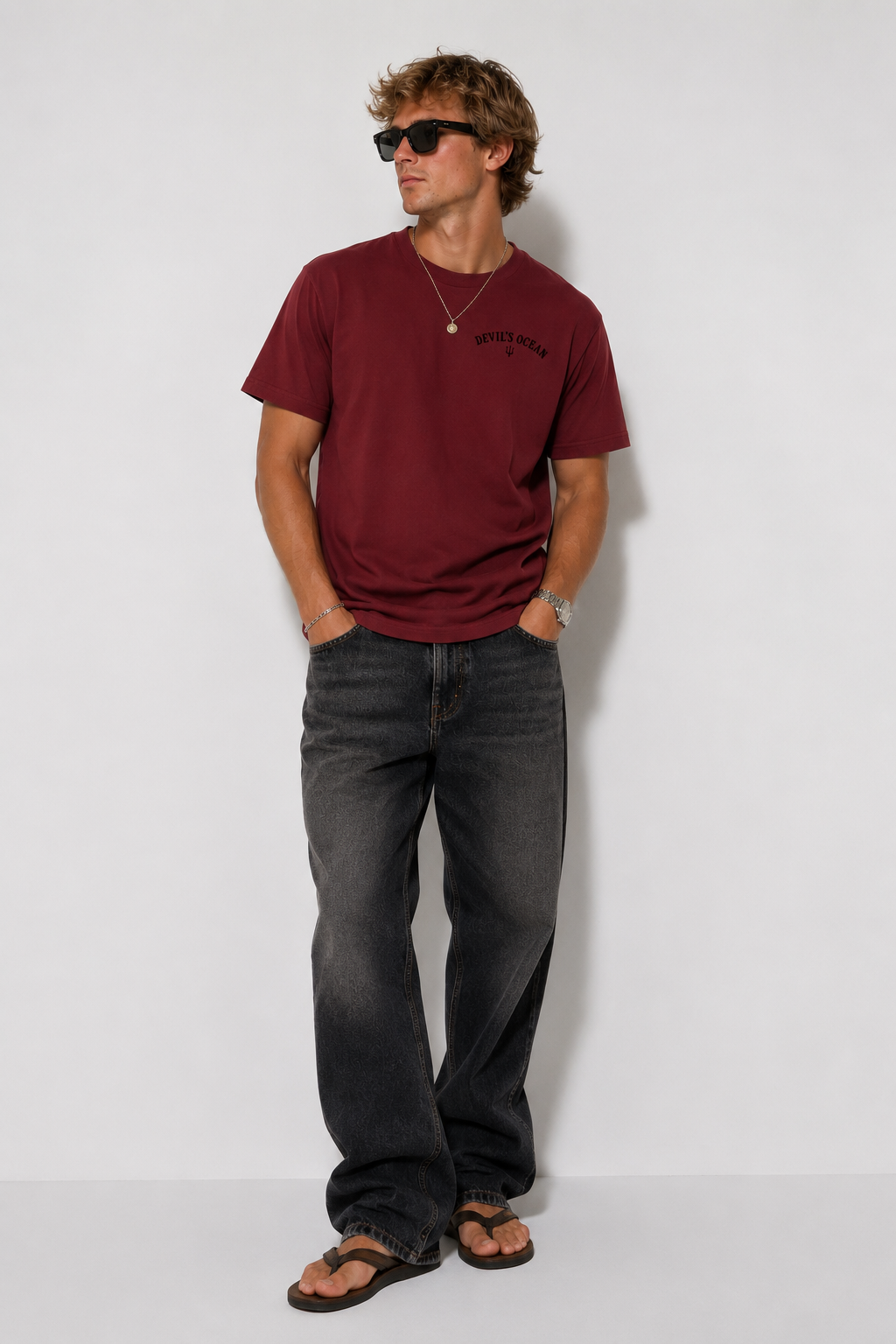 Wine Red Cotton T-Shirt